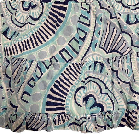 Sail To Sable Blue Patterned Tiered Ruffled Hem Skirt SZ XL Resort Wear NWT - Picture 4 of 9